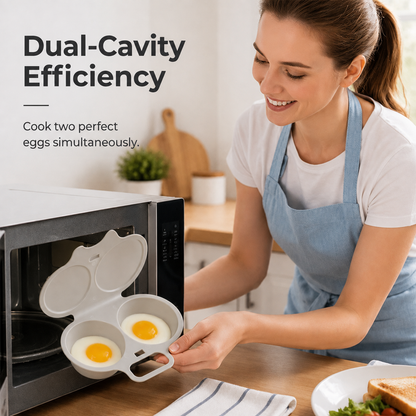Microwave Egg Poacher——Dual‑cavity, non‑stick & easy clean. Healthier than frying – stock up & save! 🏠✅