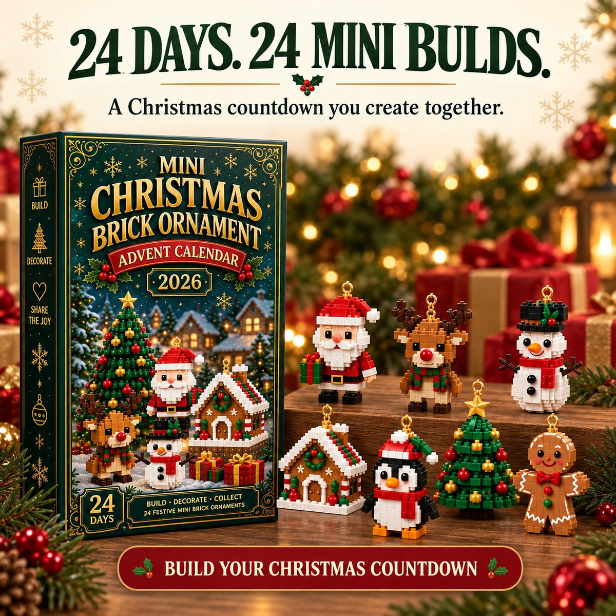 ⏳ Last day to save 49% – 🎄 24-Day Mini Christmas Ornament Advent Calendar（upsell）