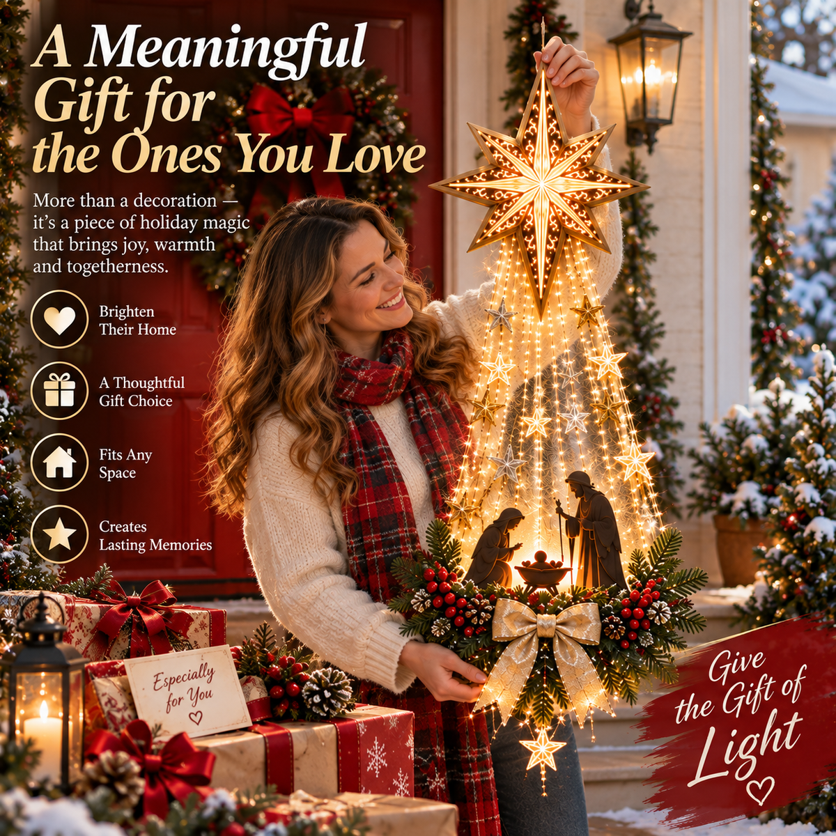 ✨Last Day 49% OFF✨✝️ Bethlehem Star – Lighted Nativity Wall Decor（upsell）